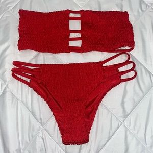 NEW!! Unused red bandeau bikini set